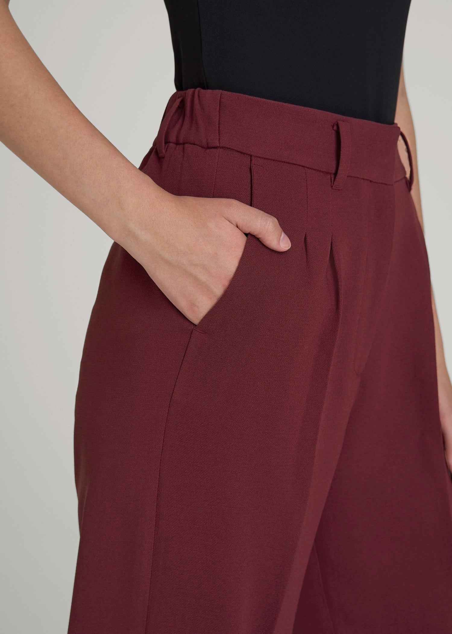 American Tall Online | Wide Leg Pleated Dress Pants 2.0 for Tall Women in Tawny Port