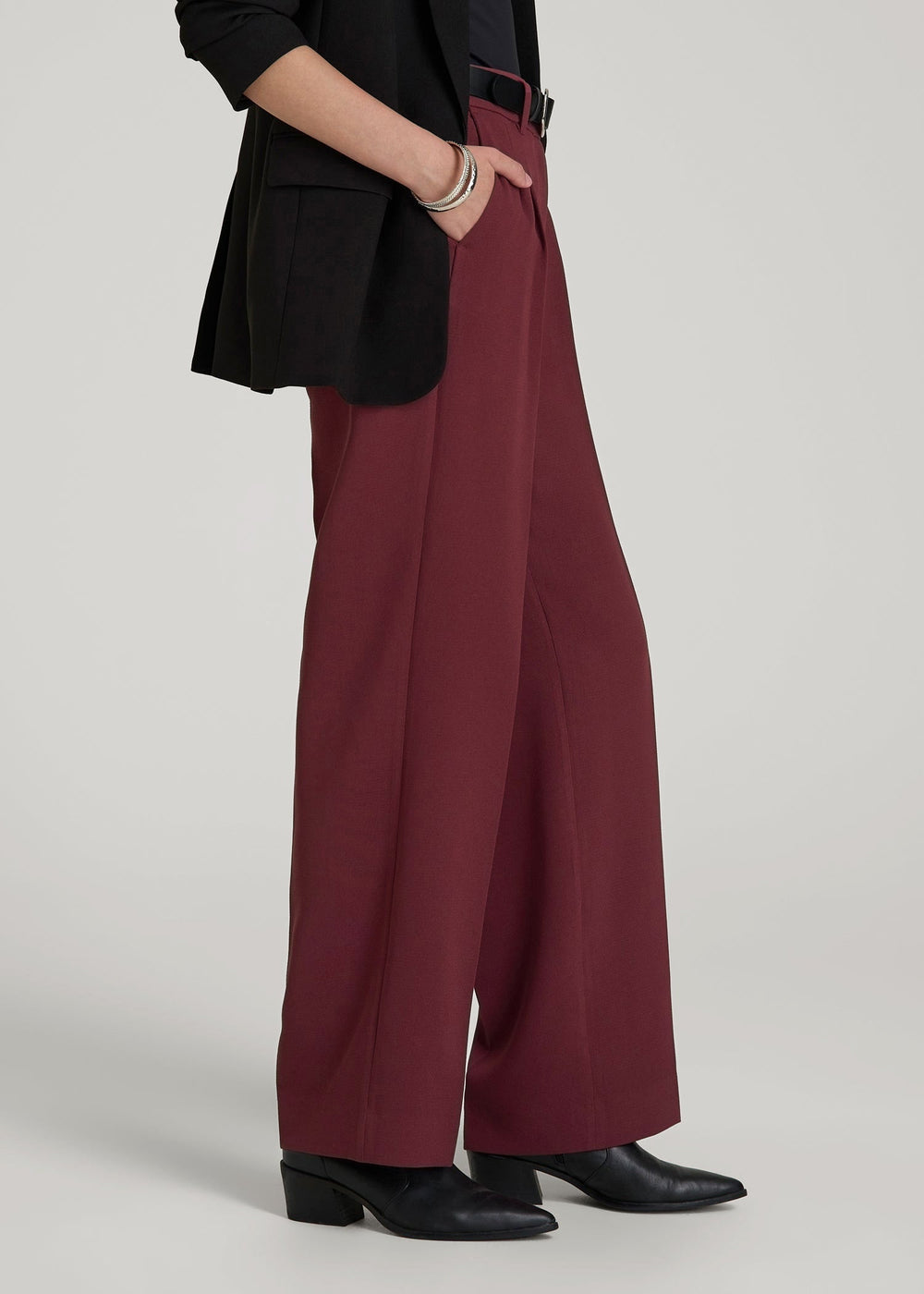 American Tall Online | Wide Leg Pleated Dress Pants 2.0 for Tall Women in Tawny Port