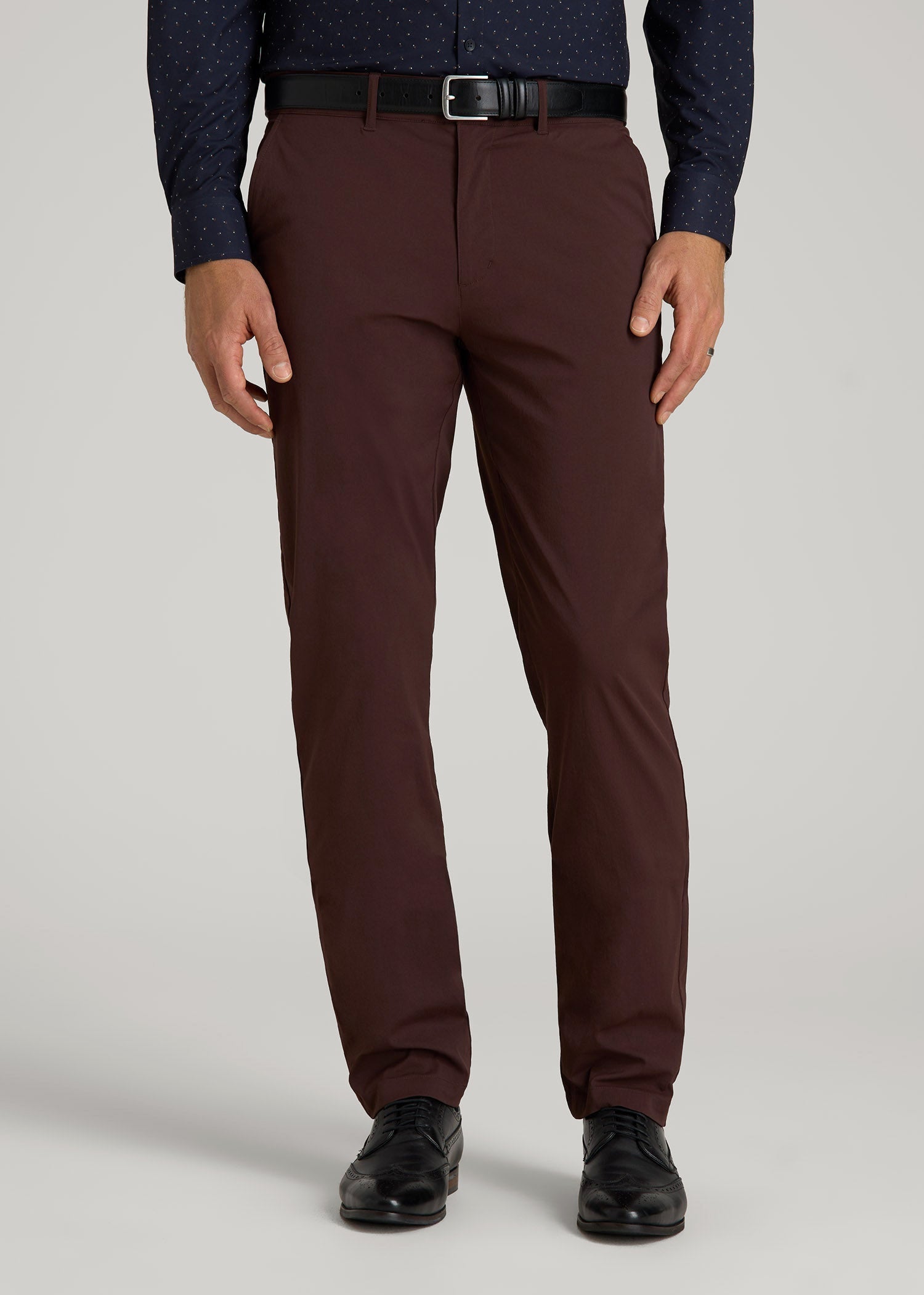 American Tall Sale | TAPERED FIT Traveler Chino Pants for Tall Men in Oxblood