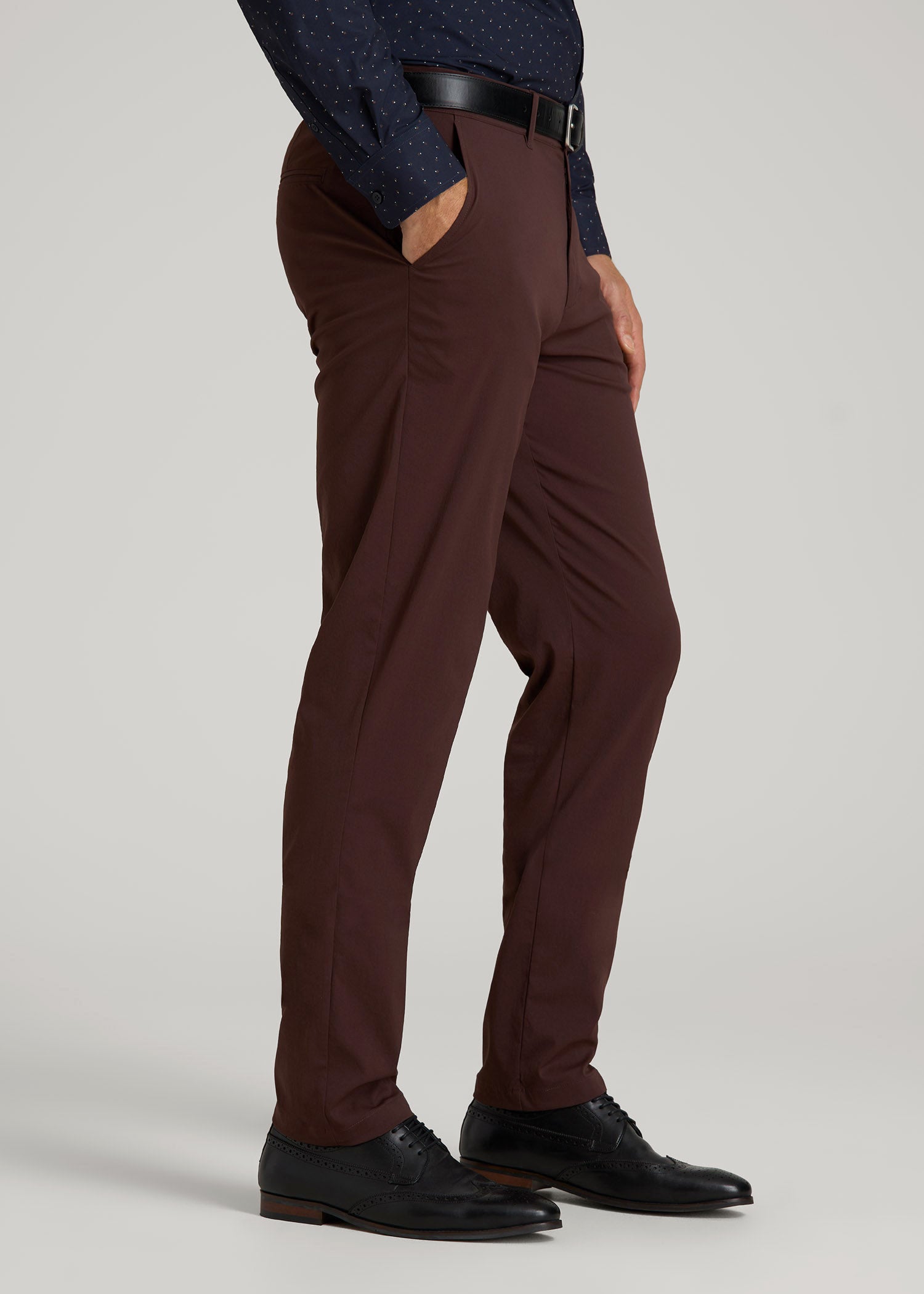 American Tall Sale | TAPERED FIT Traveler Chino Pants for Tall Men in Oxblood