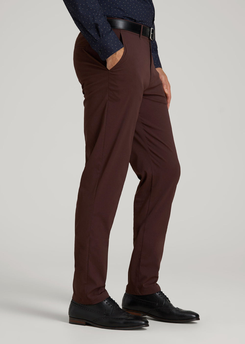 American Tall Sale | TAPERED FIT Traveler Chino Pants for Tall Men in Oxblood