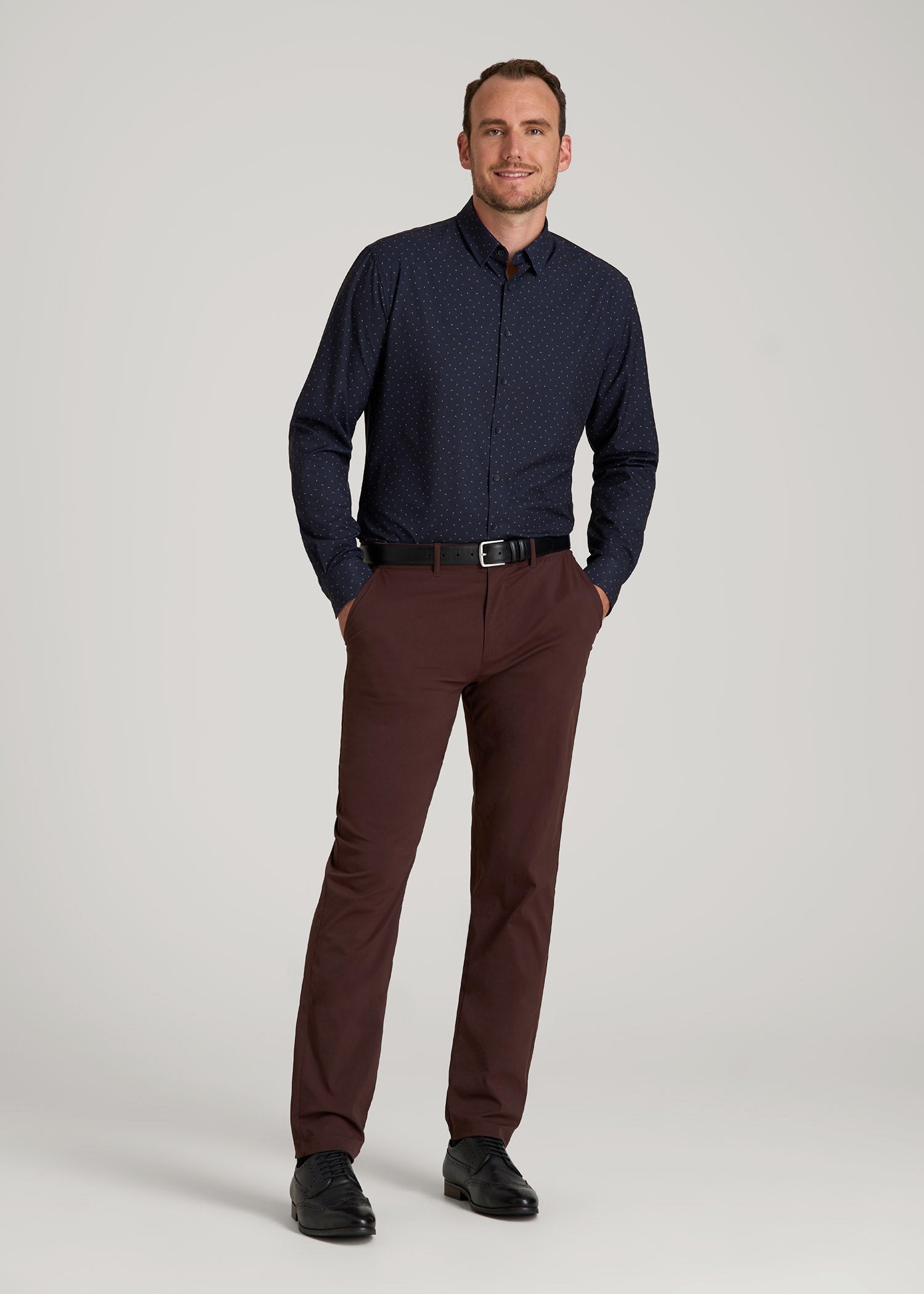 American Tall Sale | TAPERED FIT Traveler Chino Pants for Tall Men in Oxblood