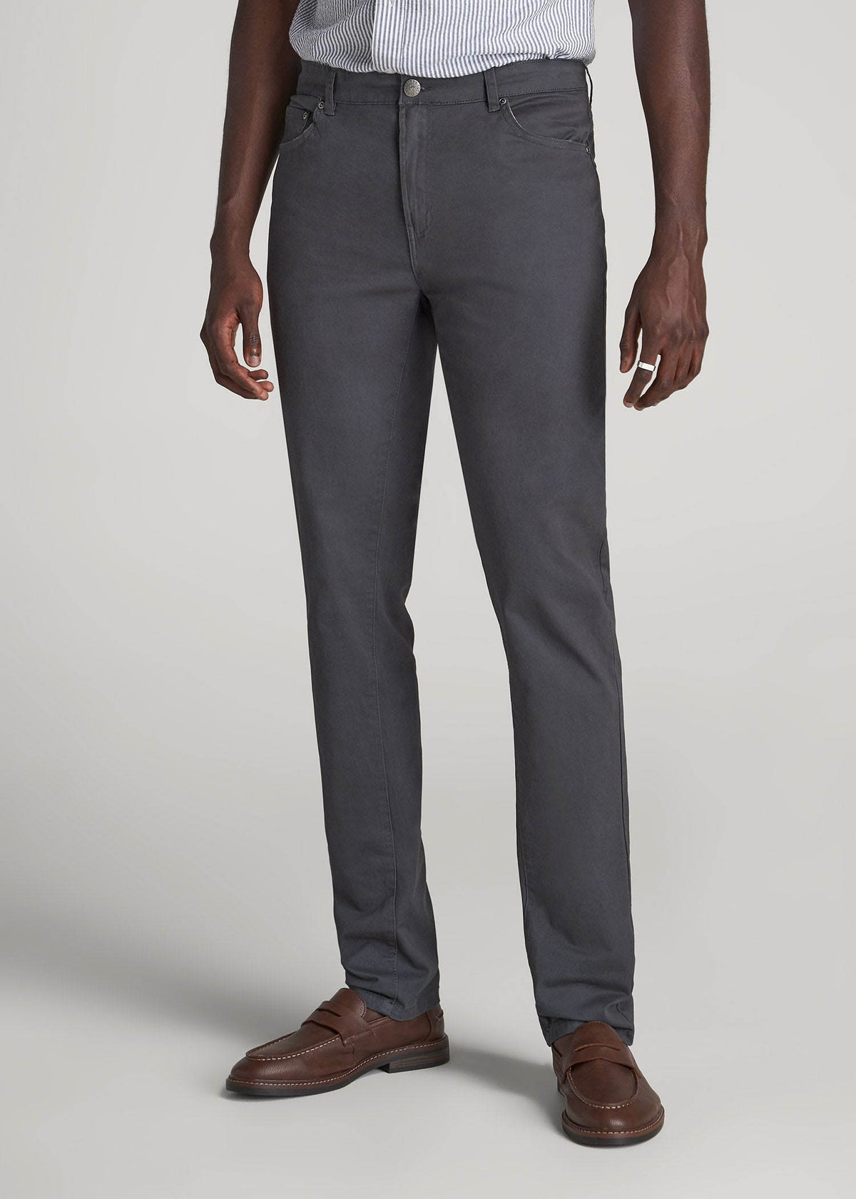 American Tall Outlet | Dylan Slim Fit Five-Pocket Pants For Tall Men in Iron Grey