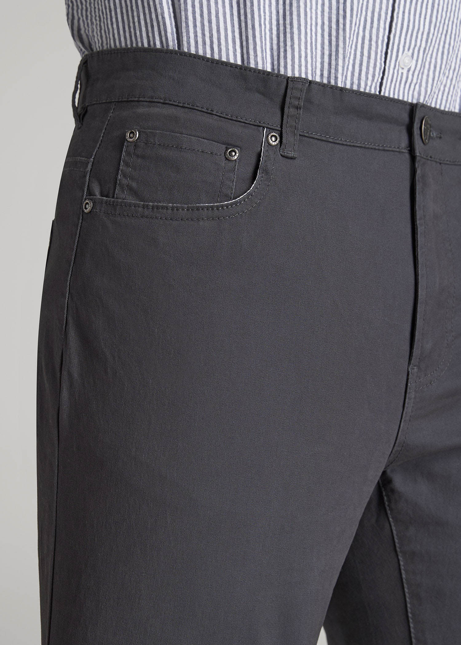 American Tall Outlet | Dylan Slim Fit Five-Pocket Pants For Tall Men in Iron Grey
