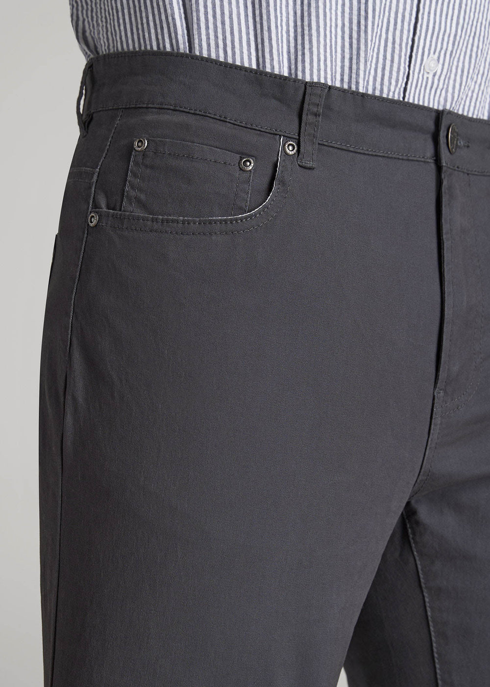 American Tall Outlet | Dylan Slim Fit Five-Pocket Pants For Tall Men in Iron Grey