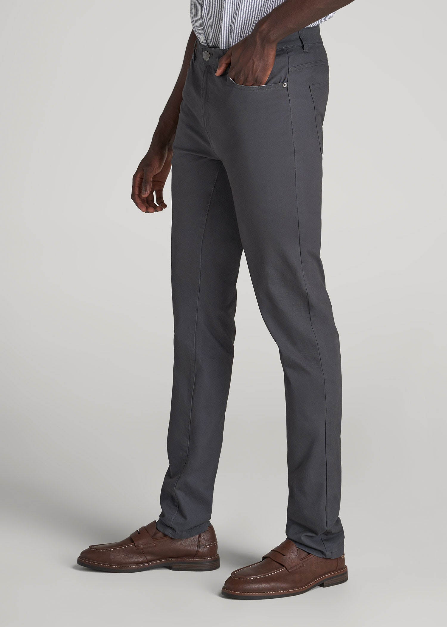 American Tall Outlet | Dylan Slim Fit Five-Pocket Pants For Tall Men in Iron Grey