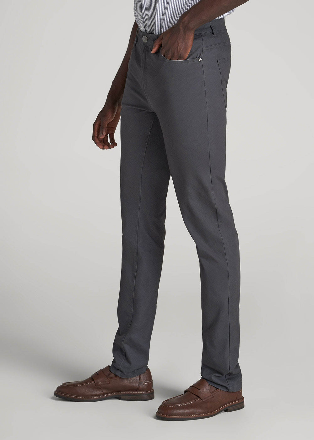American Tall Outlet | Dylan Slim Fit Five-Pocket Pants For Tall Men in Iron Grey