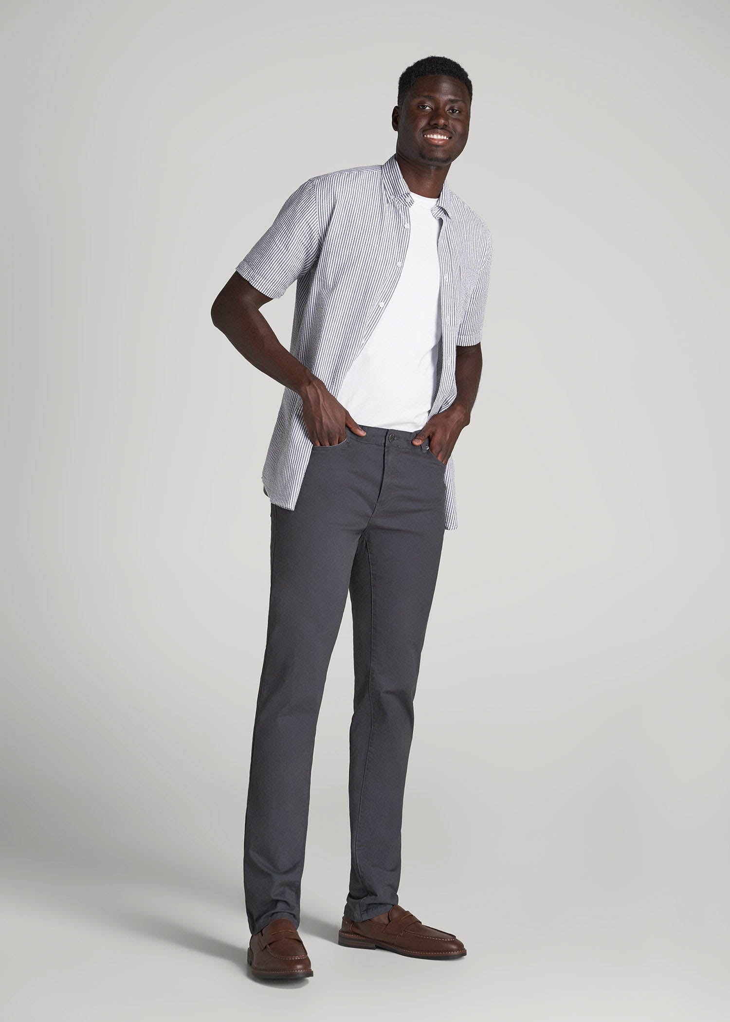 American Tall Outlet | Dylan Slim Fit Five-Pocket Pants For Tall Men in Iron Grey