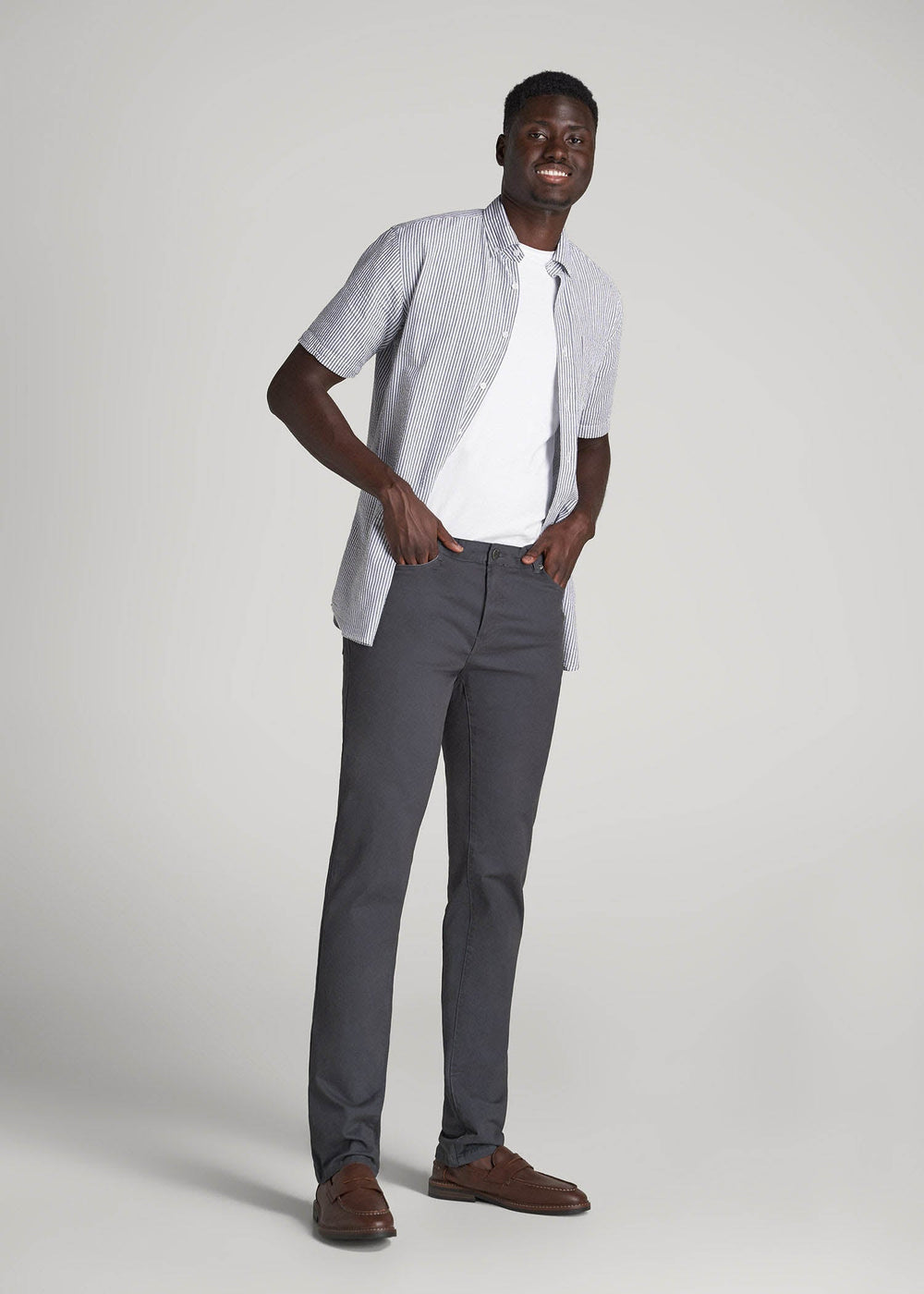 American Tall Outlet | Dylan Slim Fit Five-Pocket Pants For Tall Men in Iron Grey