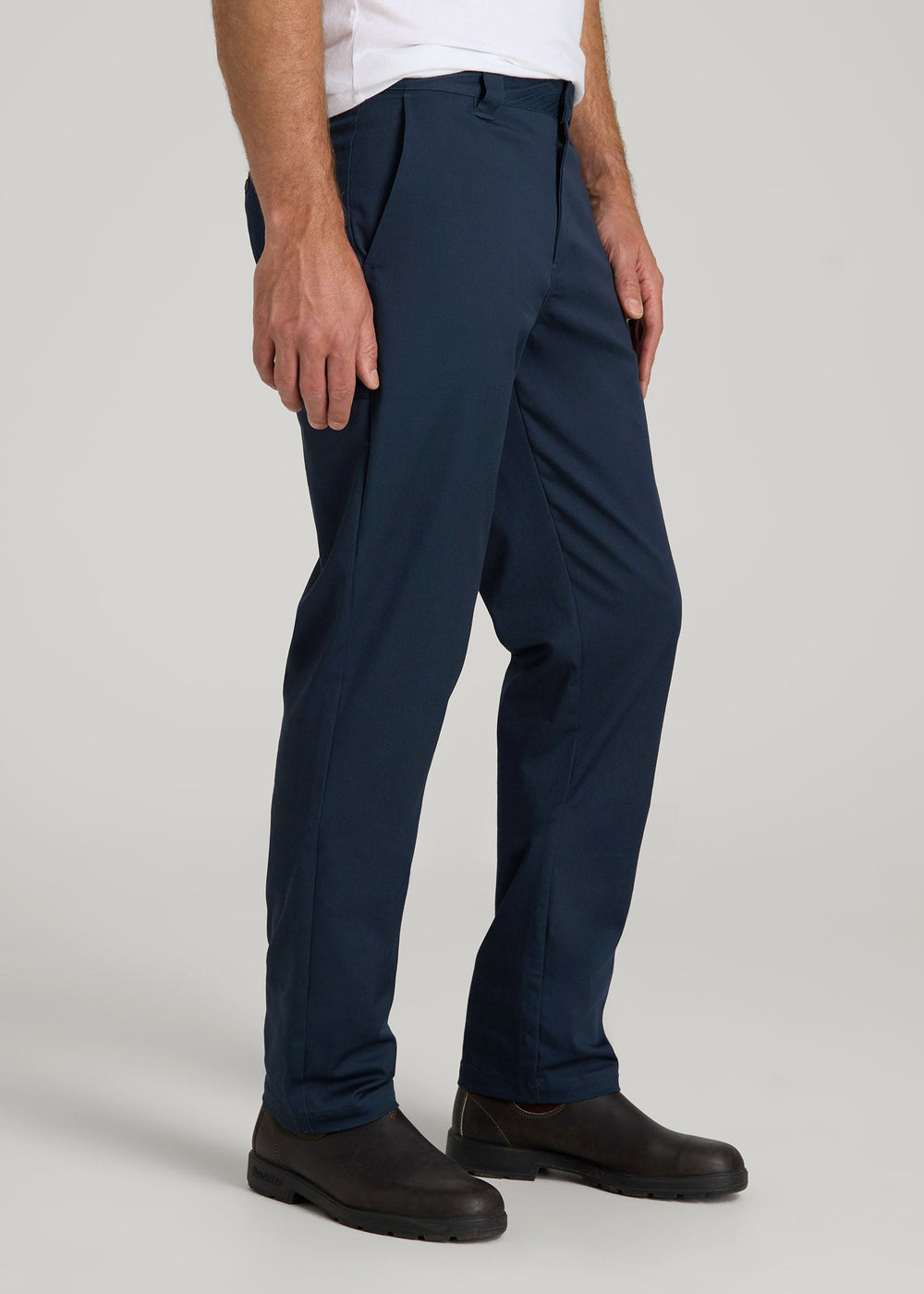 American Tall Discount | LJ&S Stretch Twill STRAIGHT-LEG Work Pants for Tall Men in Marine Blue