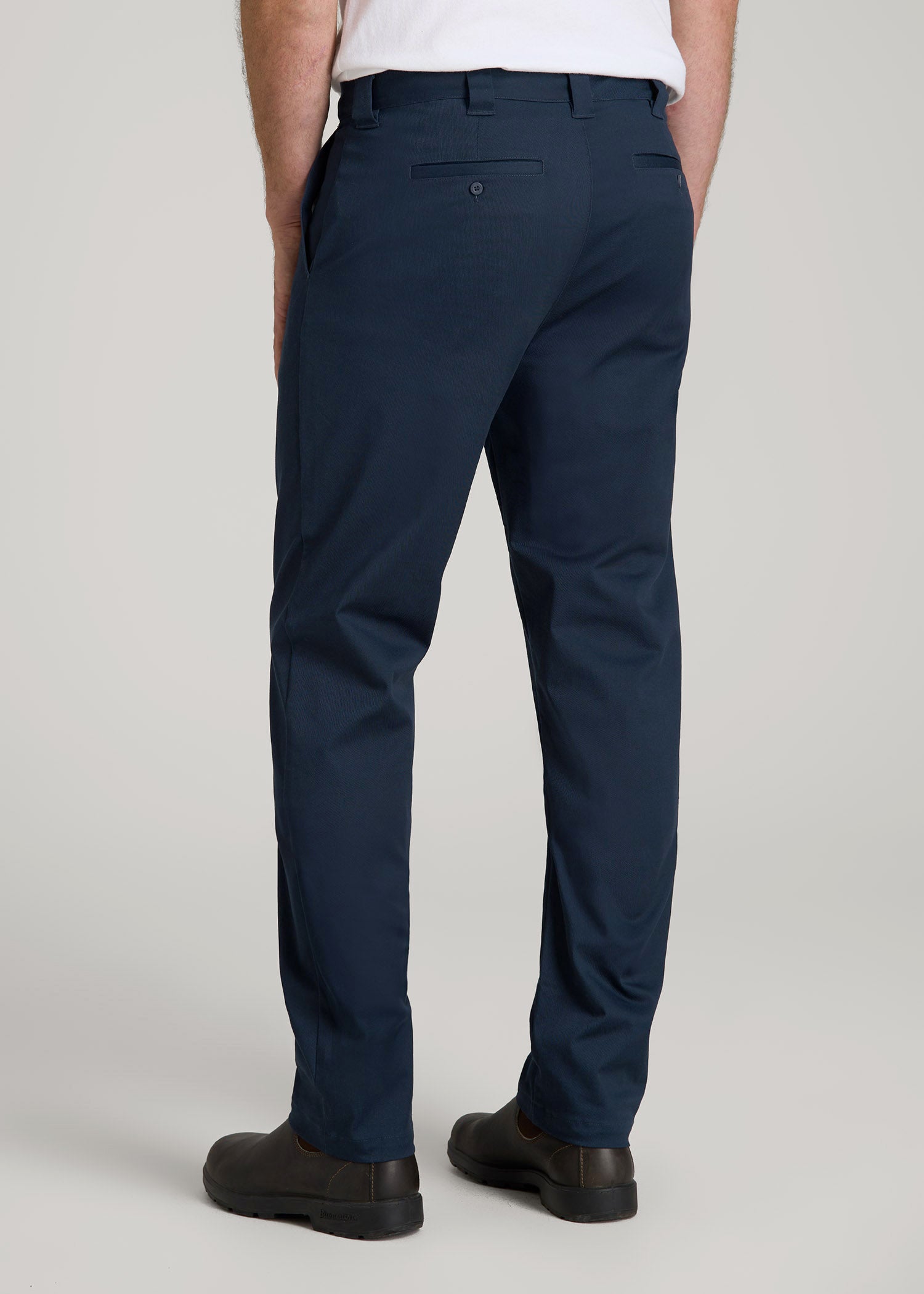 American Tall Discount | LJ&S Stretch Twill STRAIGHT-LEG Work Pants for Tall Men in Marine Blue