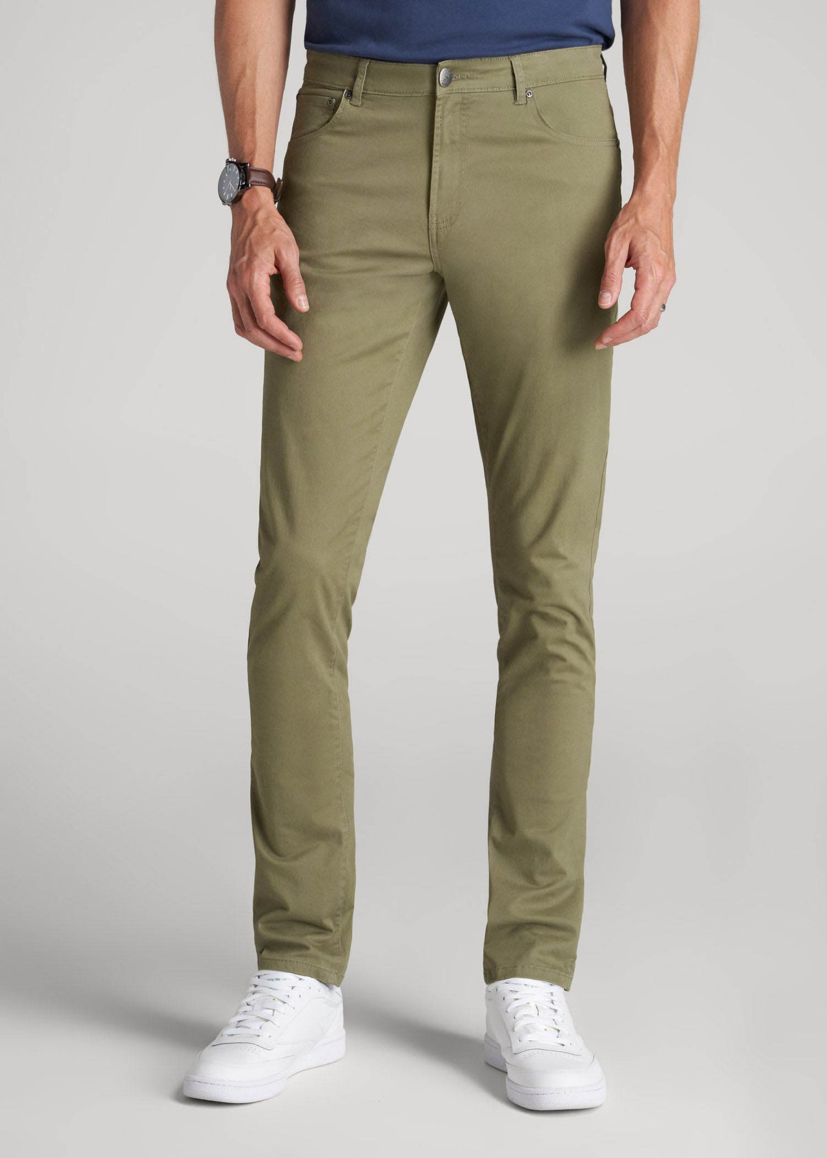 American Tall Online | Carman TAPERED Fit Five Pocket Pants for Tall Men in Fatigue Green