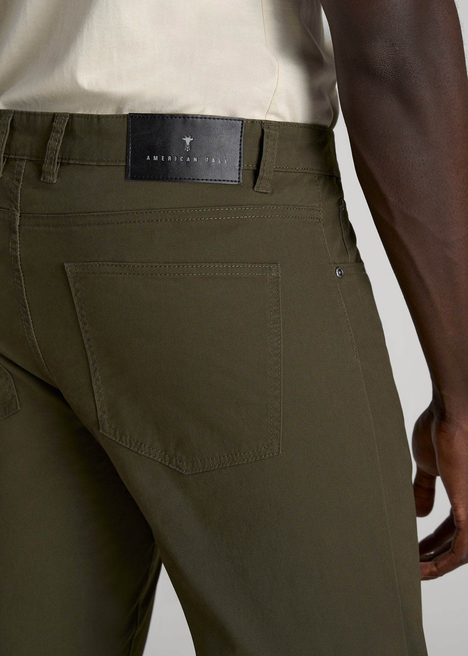 American Tall Outlet | Carman TAPERED Fit Five Pocket Pants for Tall Men in Camo Green
