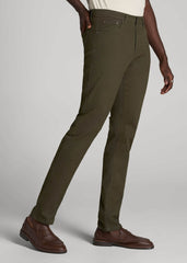 American Tall Outlet | Carman TAPERED Fit Five Pocket Pants for Tall Men in Camo Green