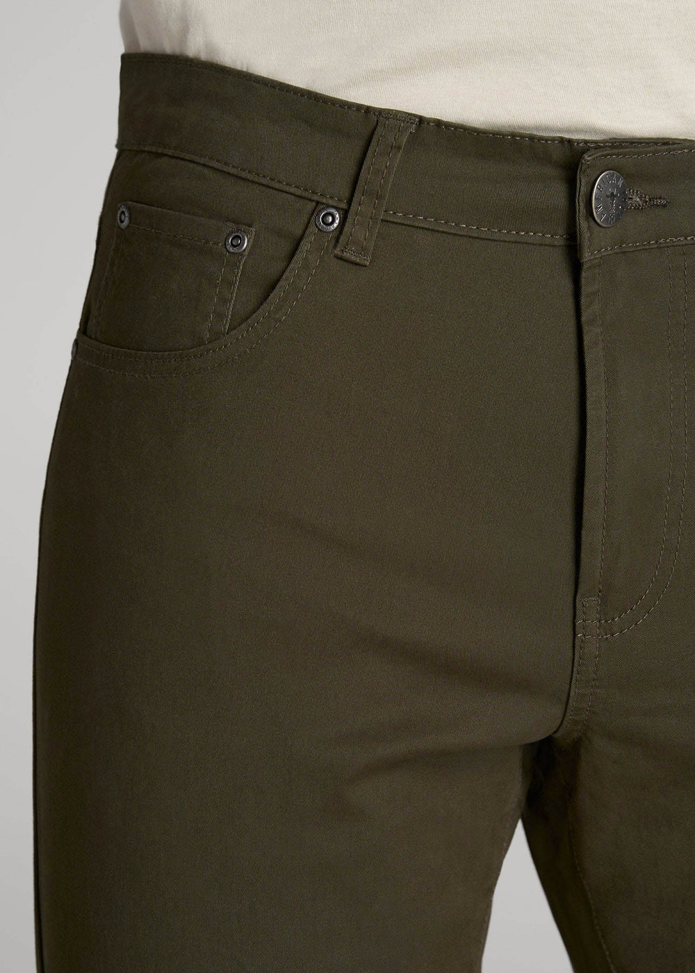 American Tall Outlet | Carman TAPERED Fit Five Pocket Pants for Tall Men in Camo Green