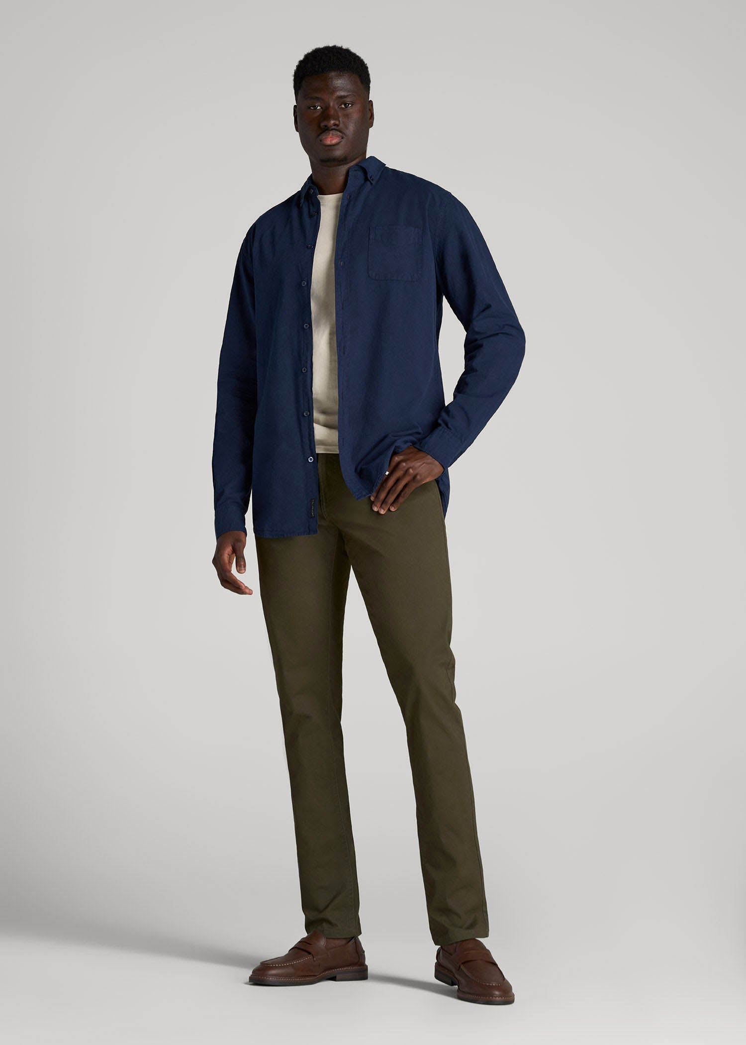 American Tall Outlet | Carman TAPERED Fit Five Pocket Pants for Tall Men in Camo Green