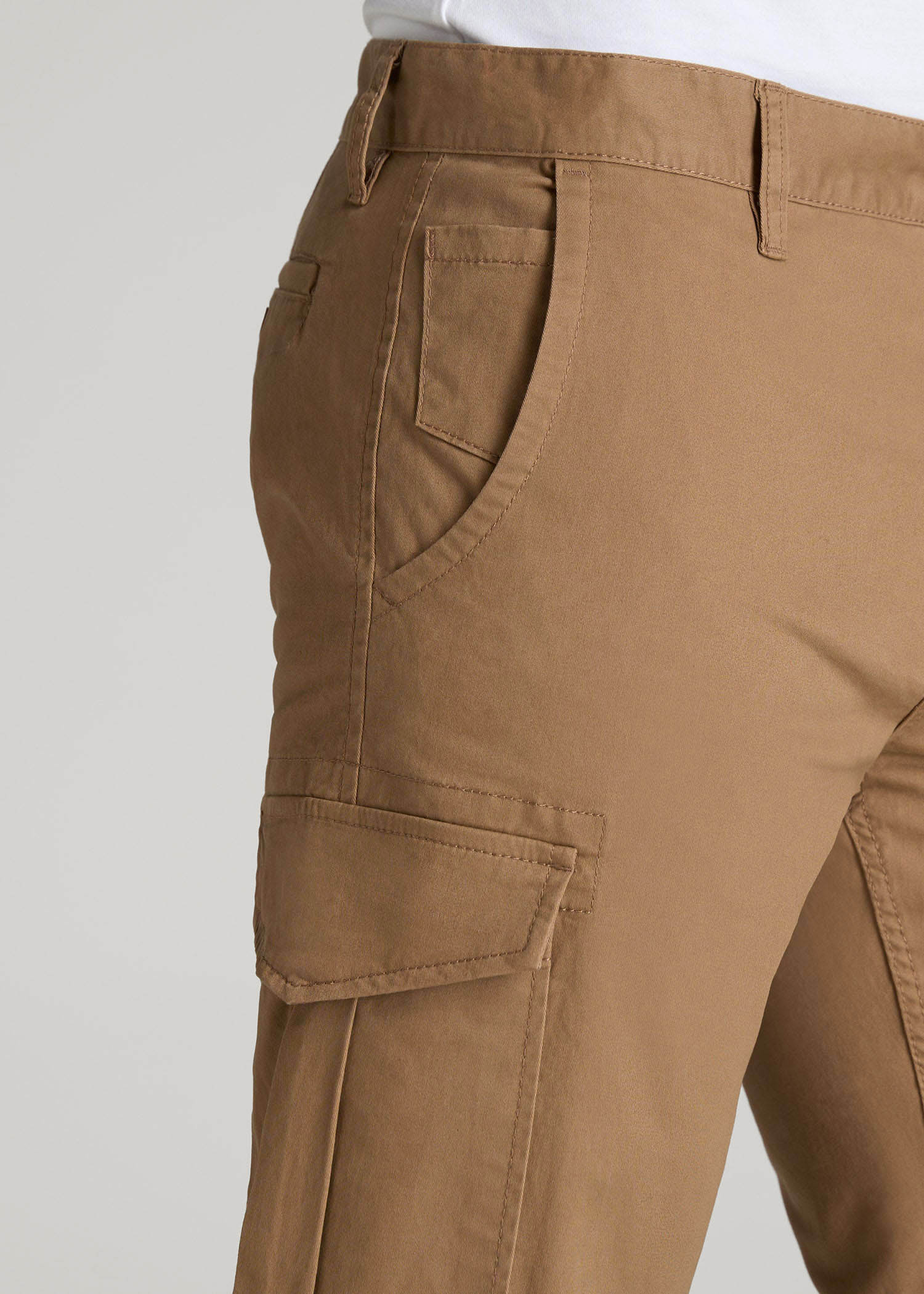 American Tall Online Shop | Stretch Twill SLIM-FIT Cargo Pants for Tall Men in Russet Brown