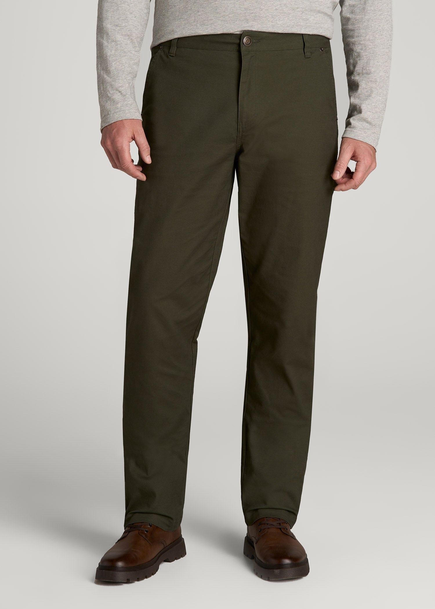 American Tall Discount | LJ&S Stretch Canvas REGULAR-FIT Carpenter's Pants for Tall Men in Thyme Green
