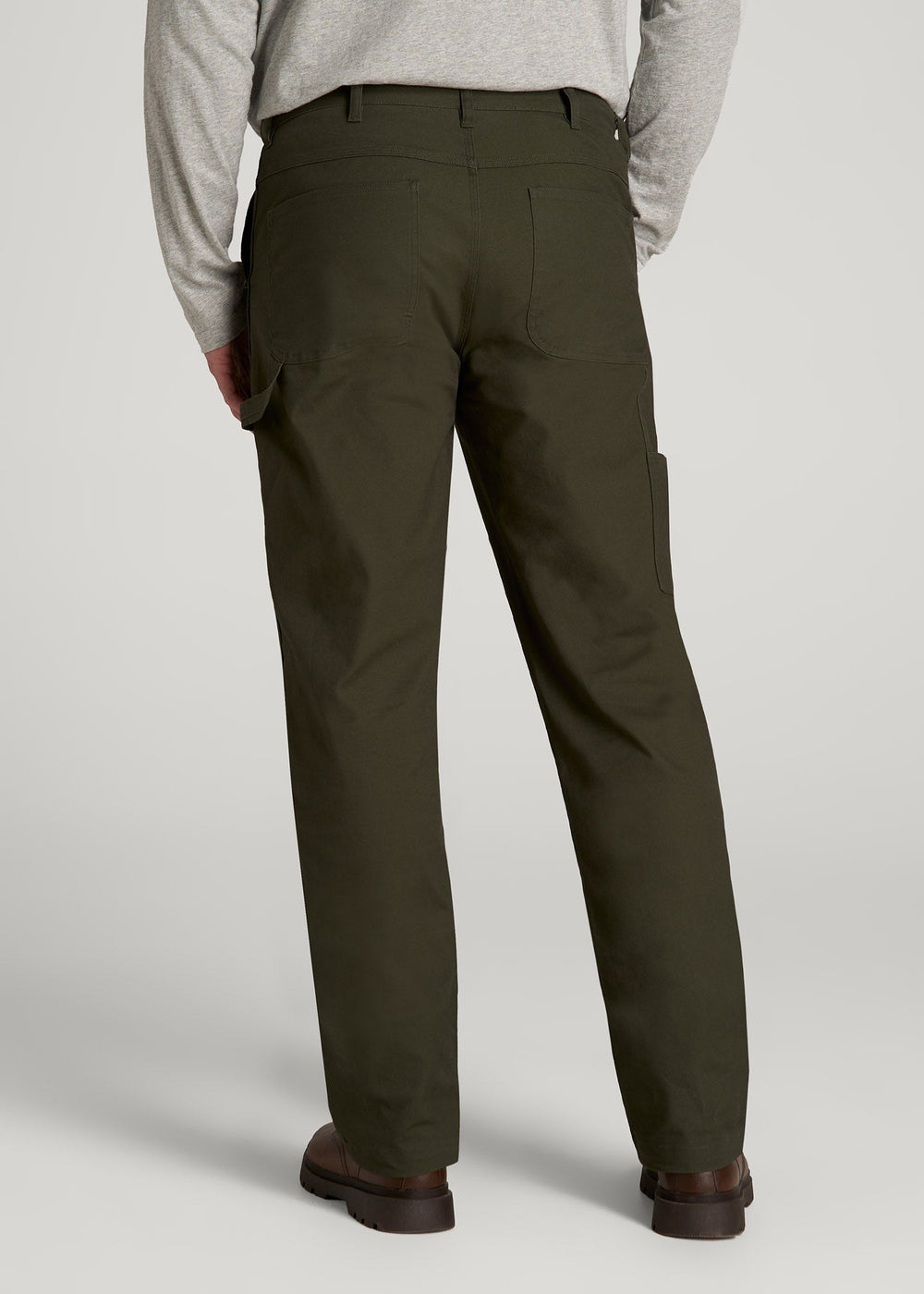 American Tall Discount | LJ&S Stretch Canvas REGULAR-FIT Carpenter's Pants for Tall Men in Thyme Green