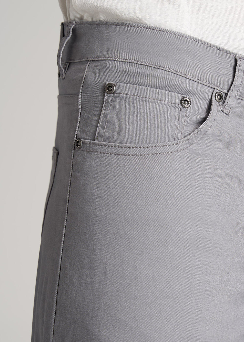 American Tall Sale | Carman TAPERED Fit Five Pocket Pants for Tall Men in Pebble Grey