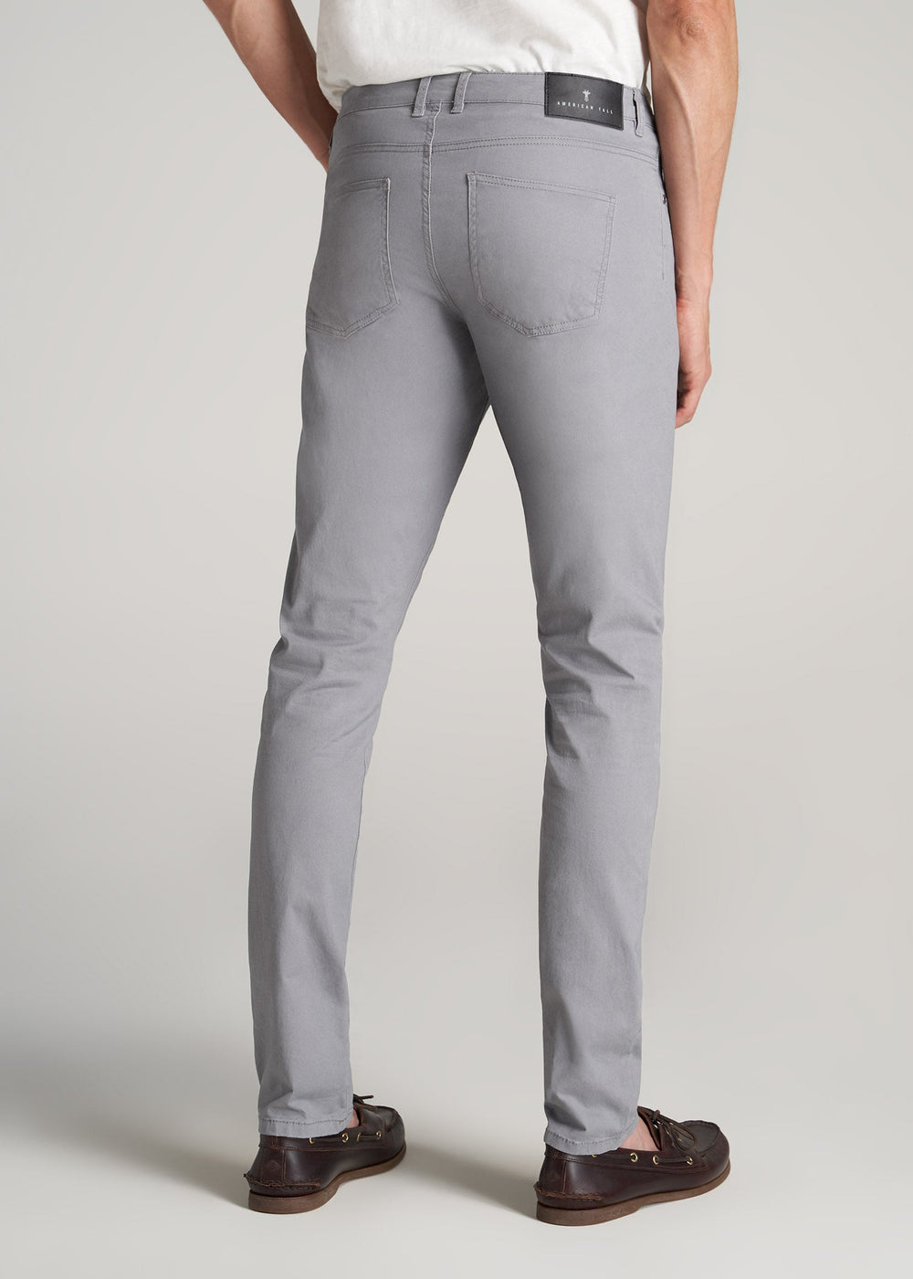 American Tall Sale | Carman TAPERED Fit Five Pocket Pants for Tall Men in Pebble Grey