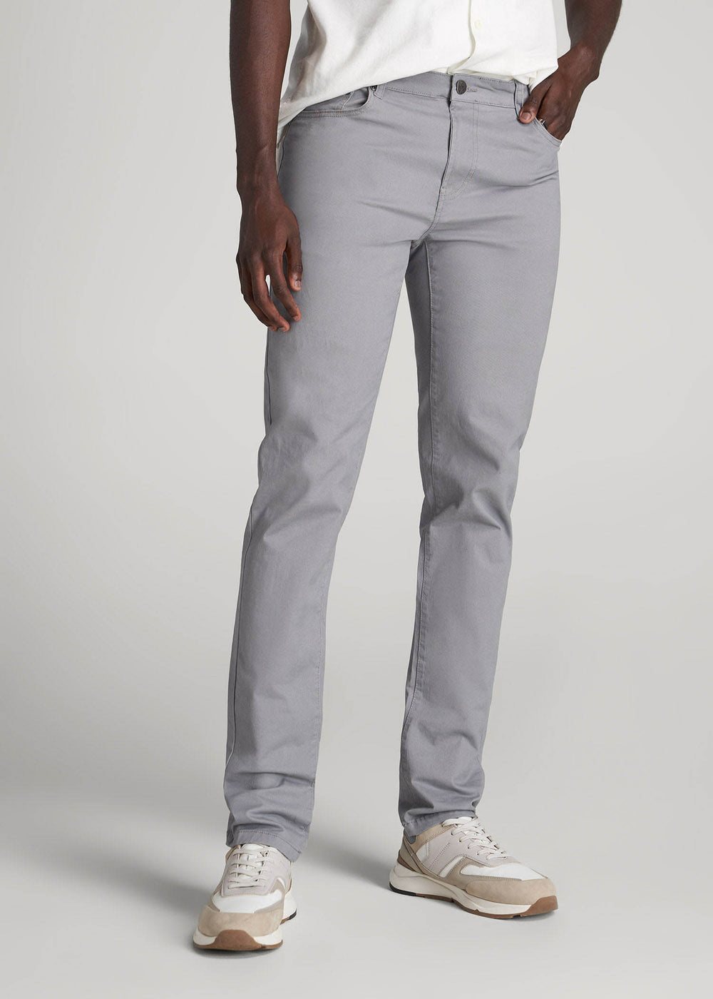 American Tall Outlet | Dylan Slim Fit Five-Pocket Pants For Tall Men in Pebble Grey