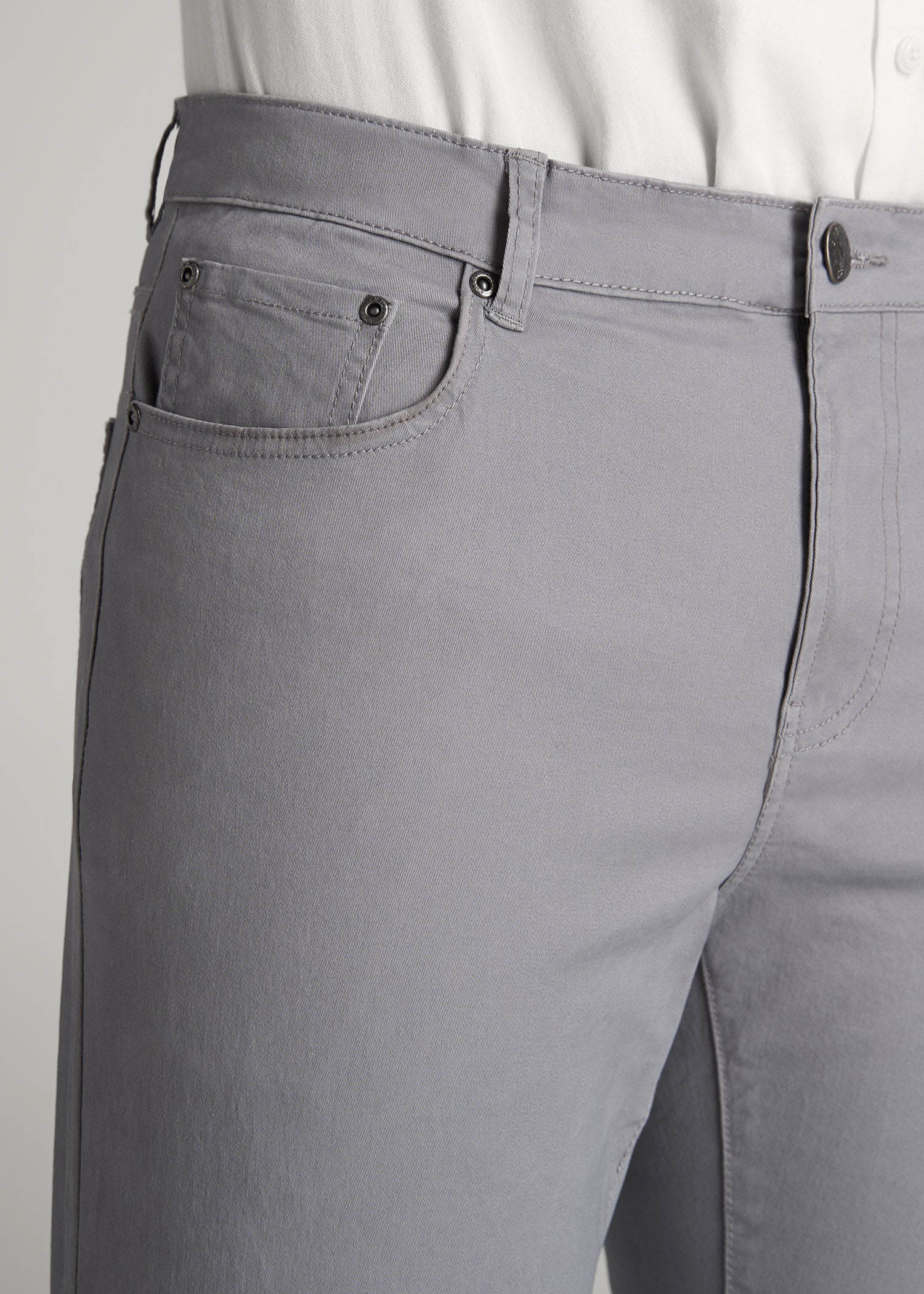 American Tall Outlet | Dylan Slim Fit Five-Pocket Pants For Tall Men in Pebble Grey