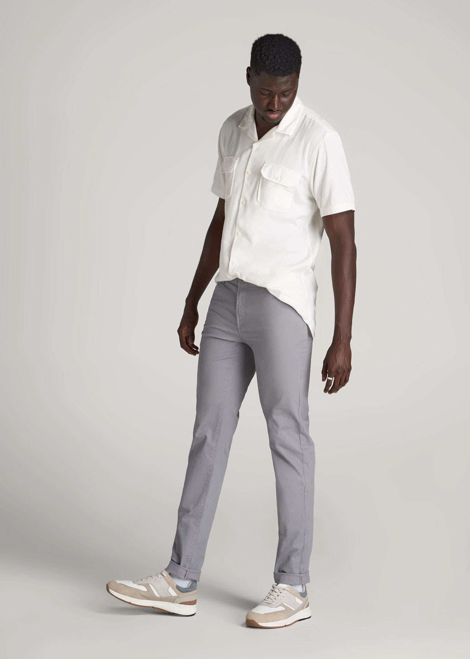 American Tall Outlet | Dylan Slim Fit Five-Pocket Pants For Tall Men in Pebble Grey
