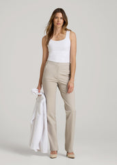 American Tall Outlet | Freedom Flex Slim Straight Leg Dress Pants for Tall Women in Stone