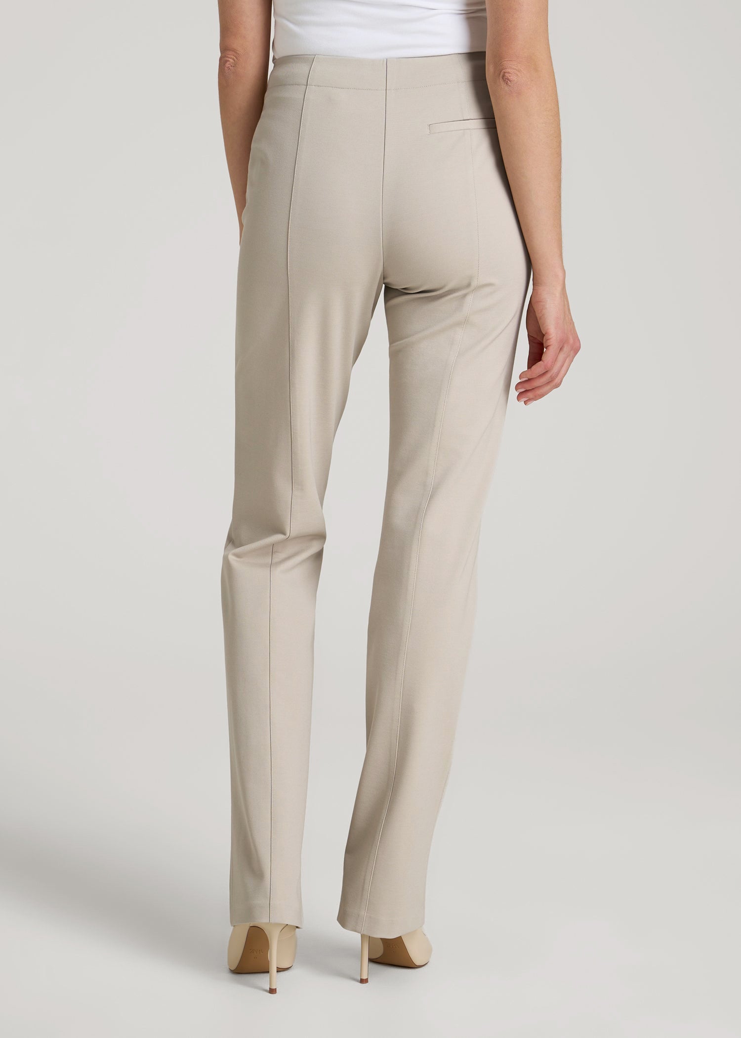 American Tall Outlet | Freedom Flex Slim Straight Leg Dress Pants for Tall Women in Stone