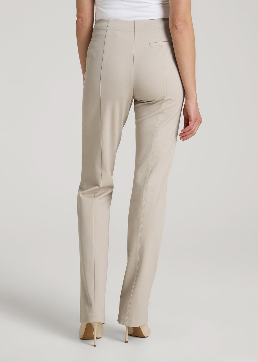 American Tall Outlet | Freedom Flex Slim Straight Leg Dress Pants for Tall Women in Stone