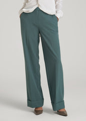 American Tall For Sale | Wide-Leg Cuffed Pants for Tall Women in Balsam Green