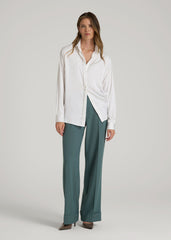 American Tall For Sale | Wide-Leg Cuffed Pants for Tall Women in Balsam Green