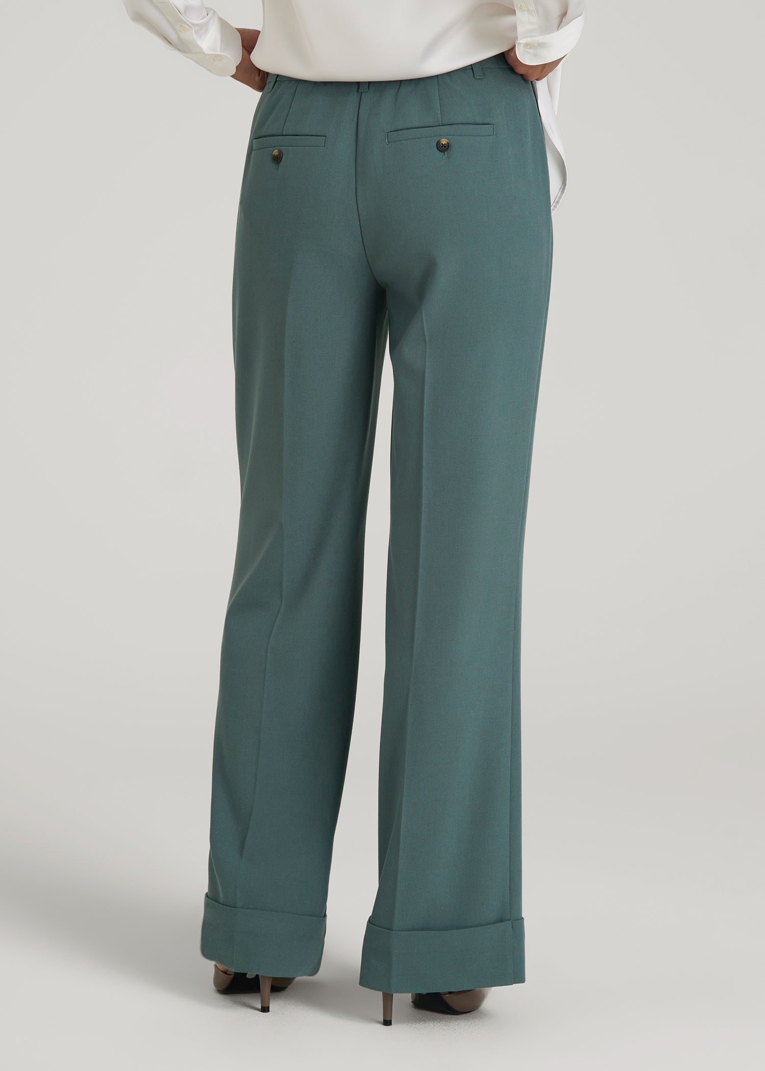 American Tall For Sale | Wide-Leg Cuffed Pants for Tall Women in Balsam Green