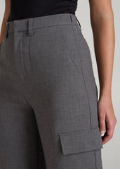 American Tall Discount | Cargo Wide Leg Dress Pants for Tall Women in Graphic Charcoal