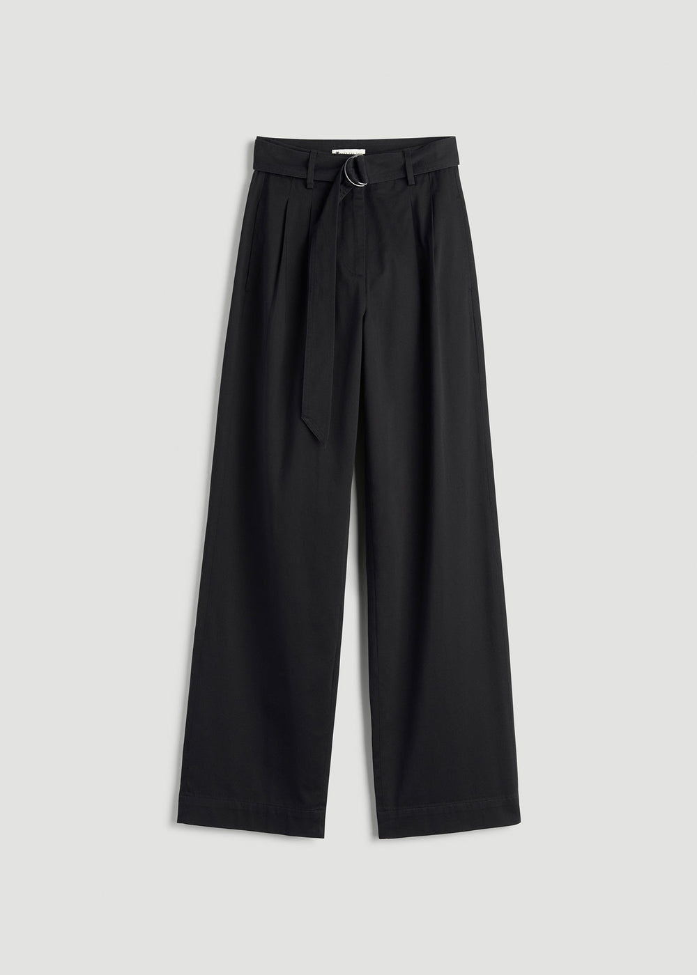 American Tall Online | Pleated Wide Leg Chino With Belt for Tall Women in Deep Black
