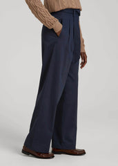 American Tall Outlet | Pleated Wide Leg Chino With Belt for Tall Women in True Navy