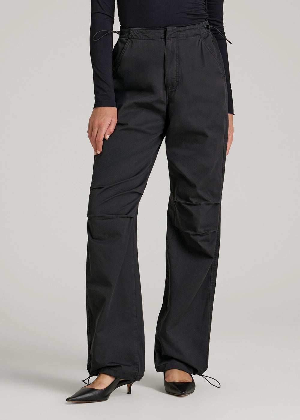 American Tall For Sale | Garment Dyed Parachute Chino Pants for Tall Women in Vintage Black