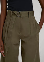 American Tall Online Shop | Pleated Wide Leg Chino With Belt for Tall Women in Forest Night