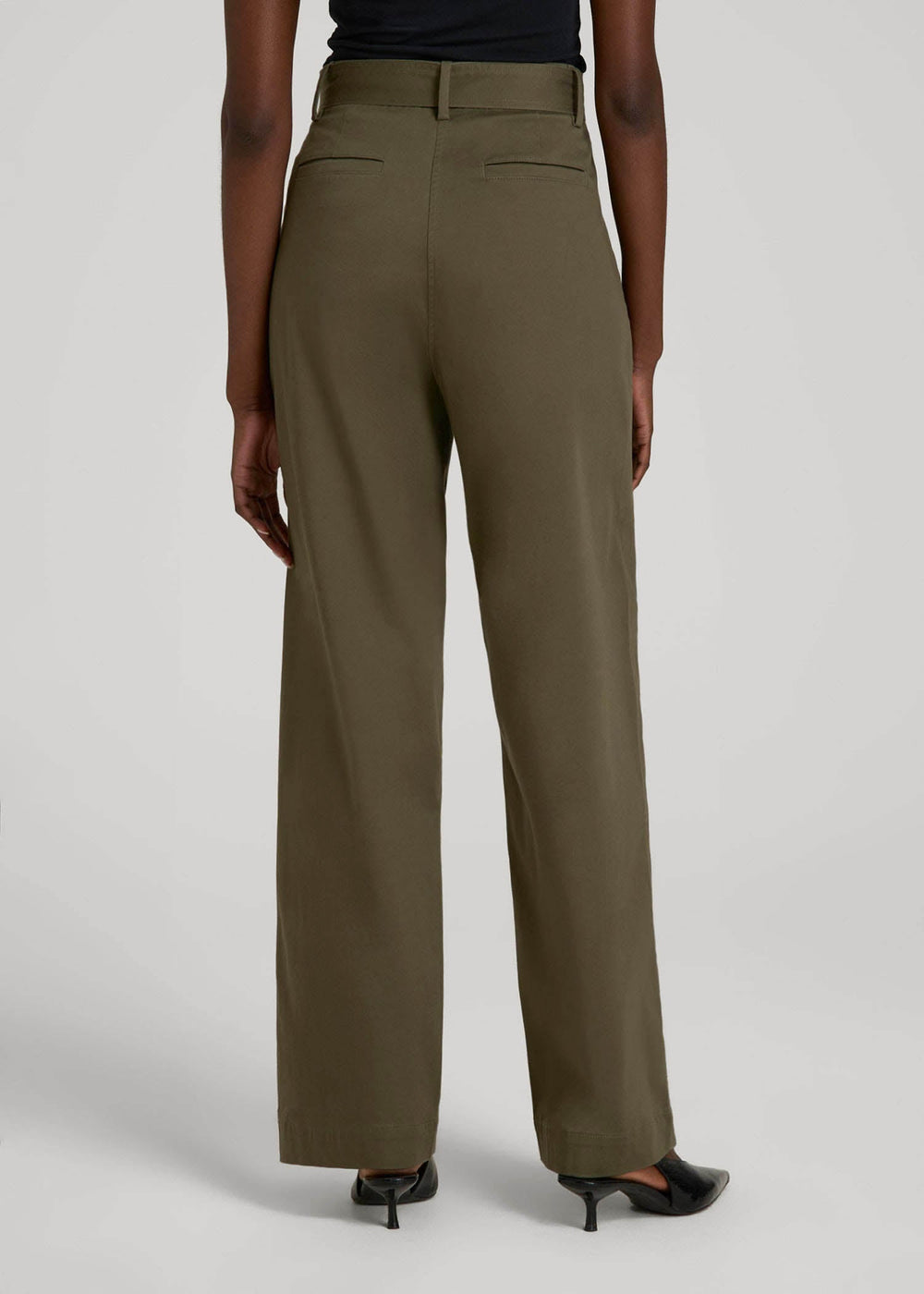 American Tall Online Shop | Pleated Wide Leg Chino With Belt for Tall Women in Forest Night