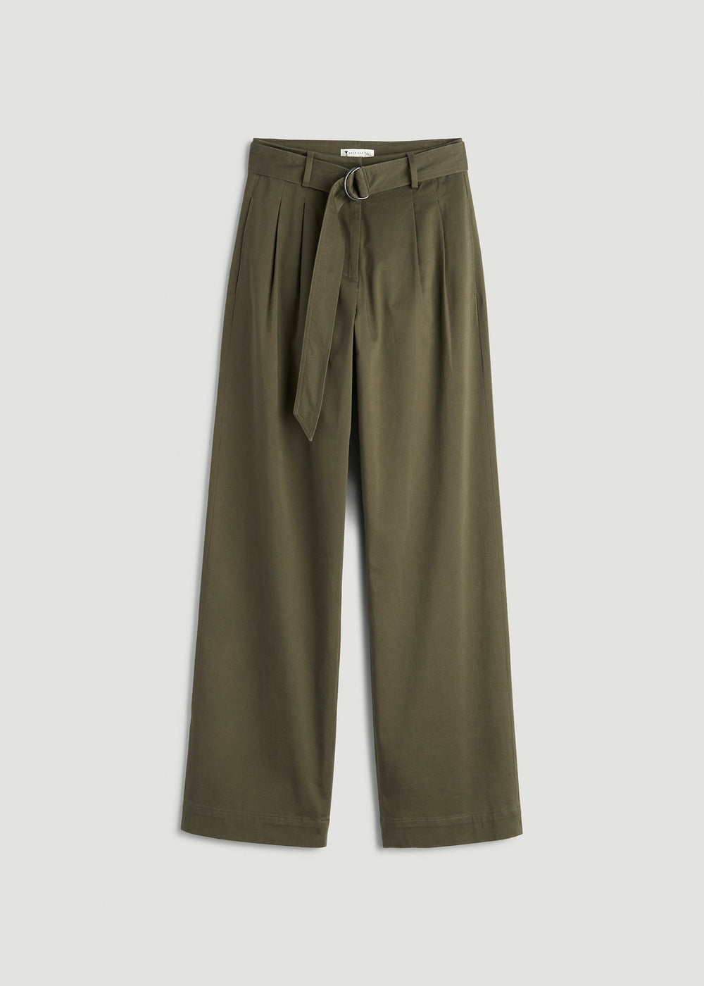 American Tall Online Shop | Pleated Wide Leg Chino With Belt for Tall Women in Forest Night