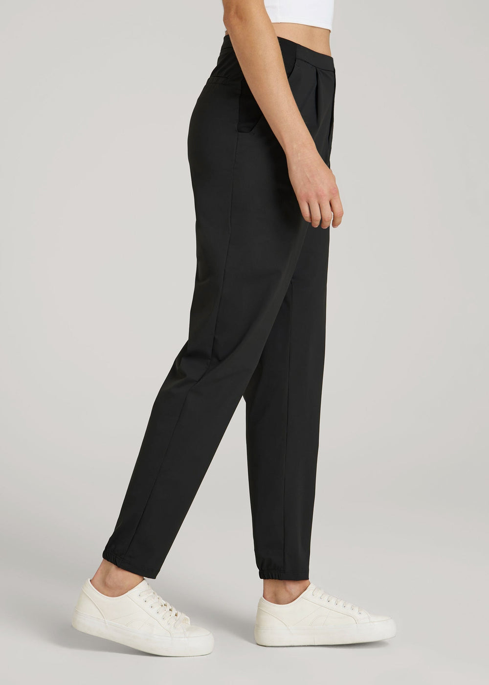 American Tall Discount | Commuter Pleated Jogger Pant for Tall Women in Black