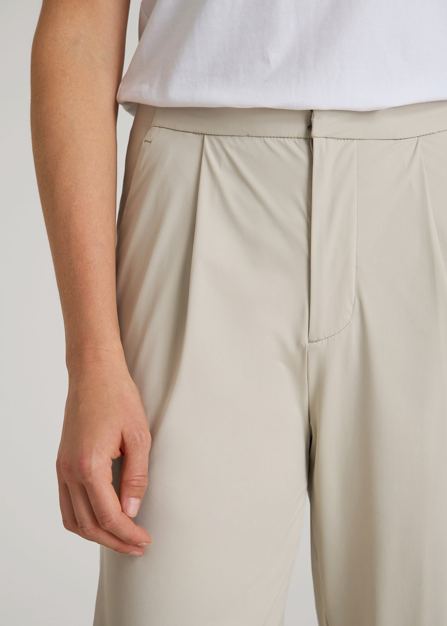 American Tall Online | Commuter Pleated Jogger Pant for Tall Women in Stone