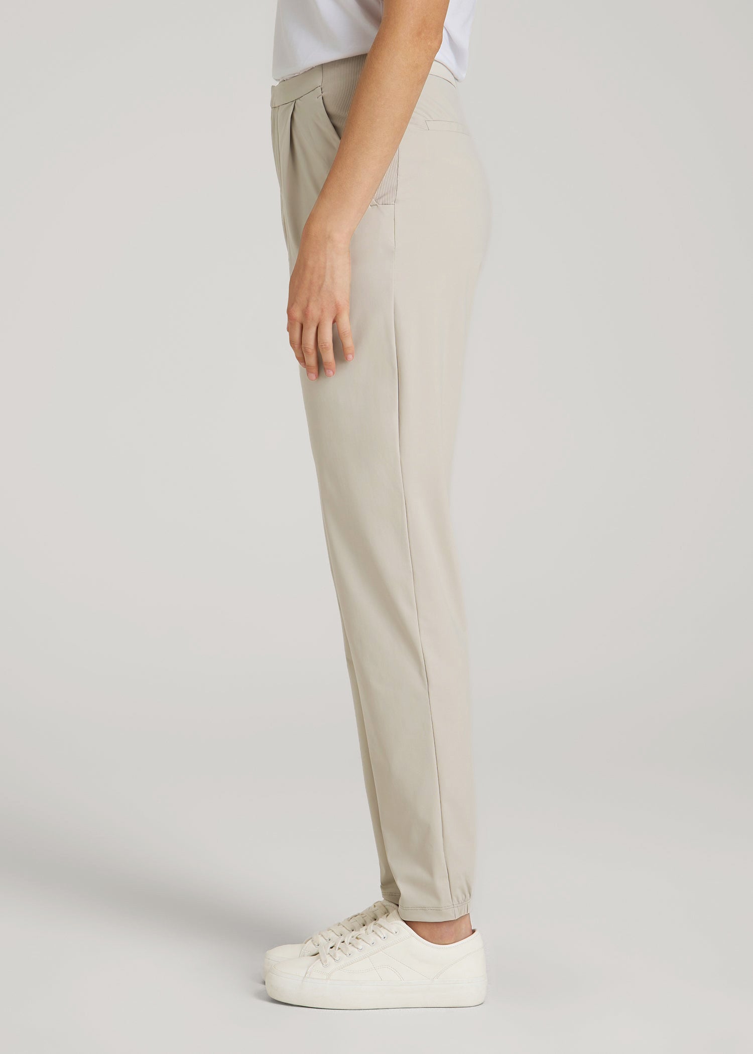 American Tall Online | Commuter Pleated Jogger Pant for Tall Women in Stone