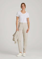 American Tall Online | Commuter Pleated Jogger Pant for Tall Women in Stone