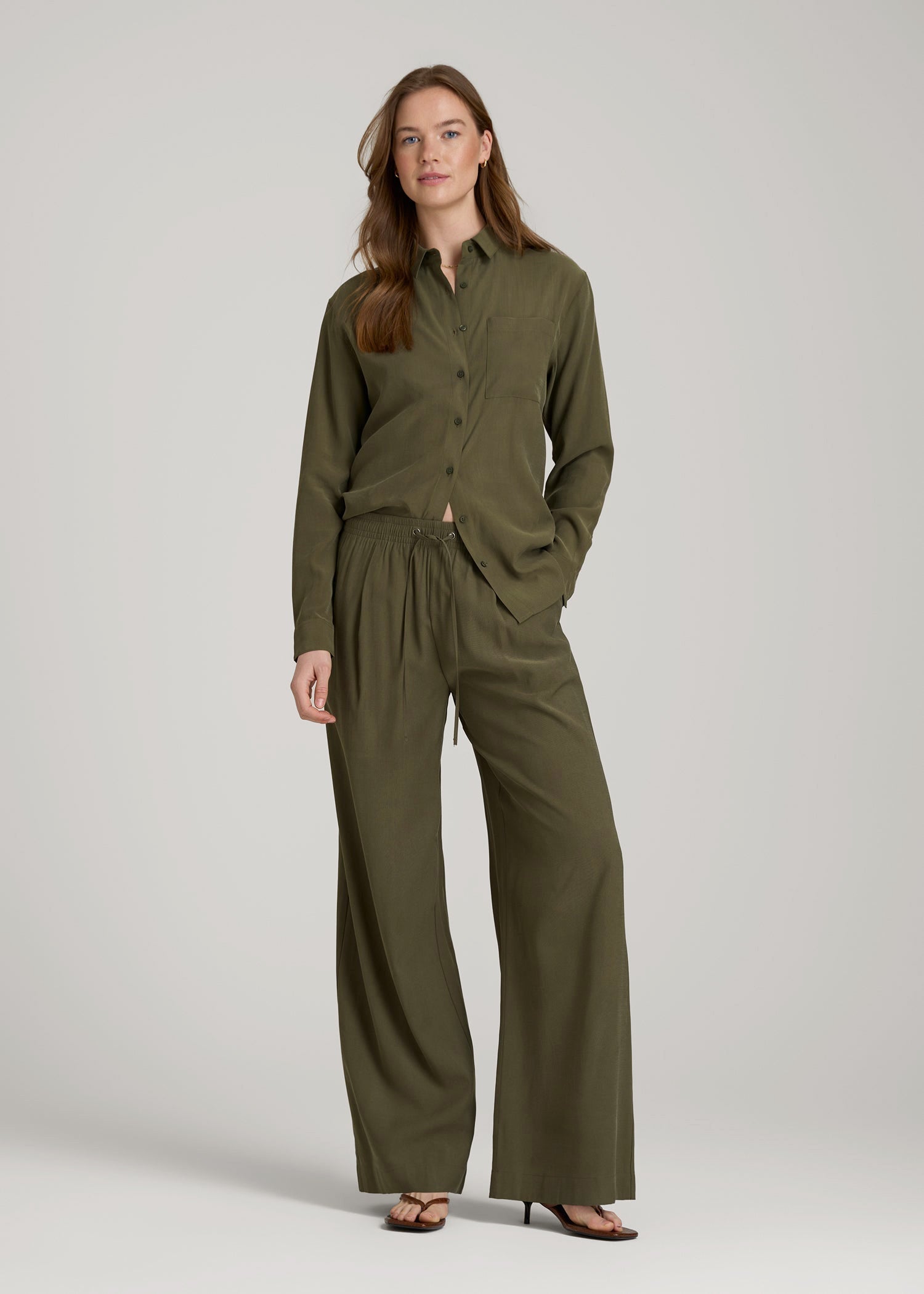 American Tall Outlet | Relaxed Pull-On Pants for Tall Women in Forest Night