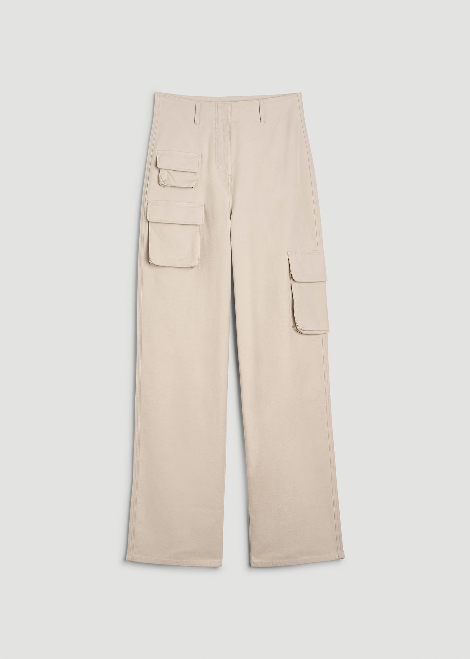 American Tall Online Shop | High-Waist Flat Front Cargo Pants for Tall Women in Stone
