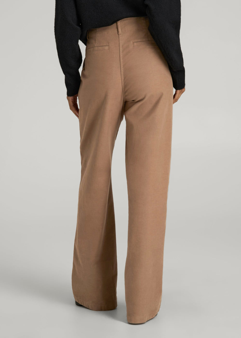 American Tall Discount | High Rise Wide Leg Flat Front Chinos for Tall Women in Fawn