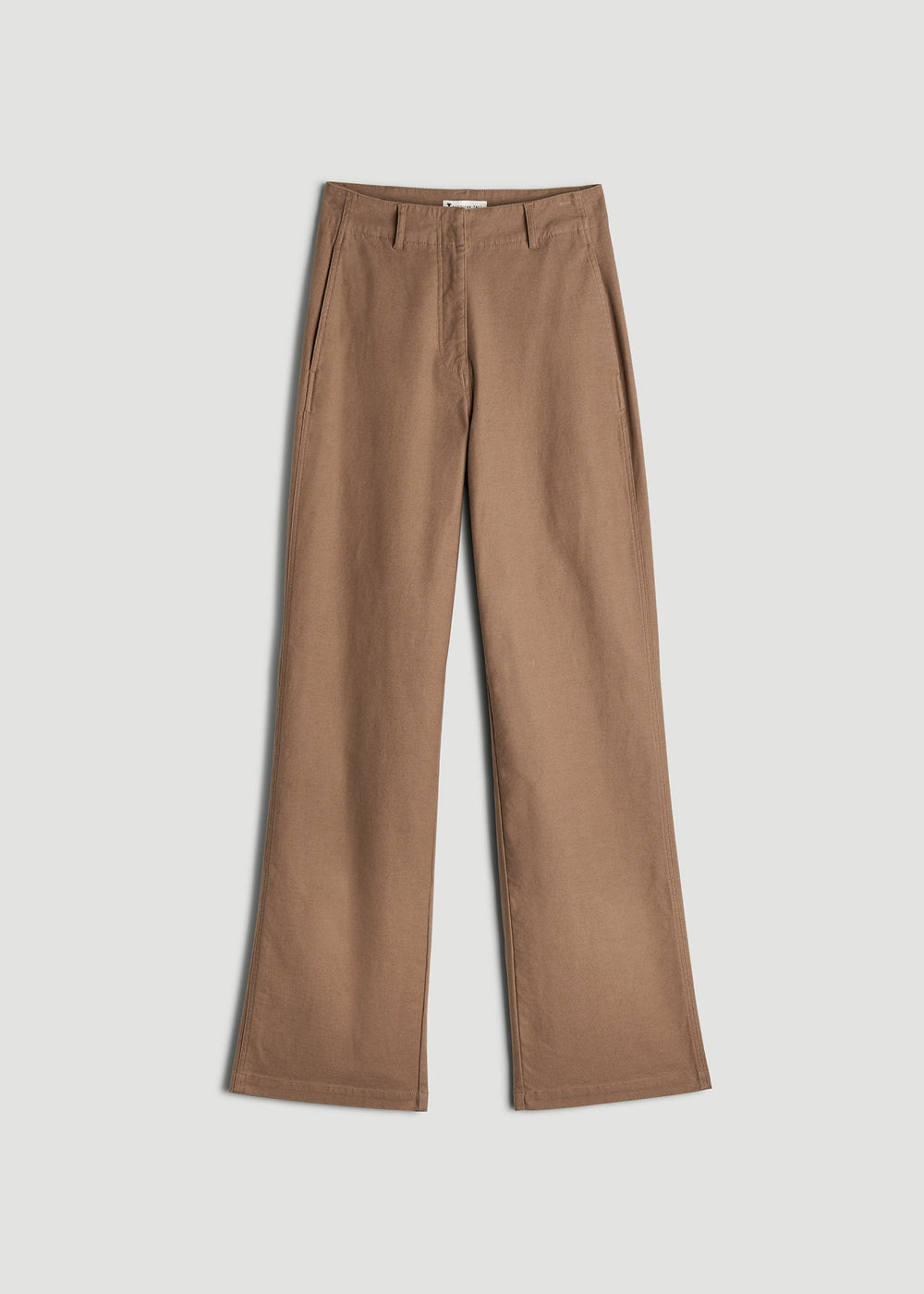 American Tall Discount | High Rise Wide Leg Flat Front Chinos for Tall Women in Fawn