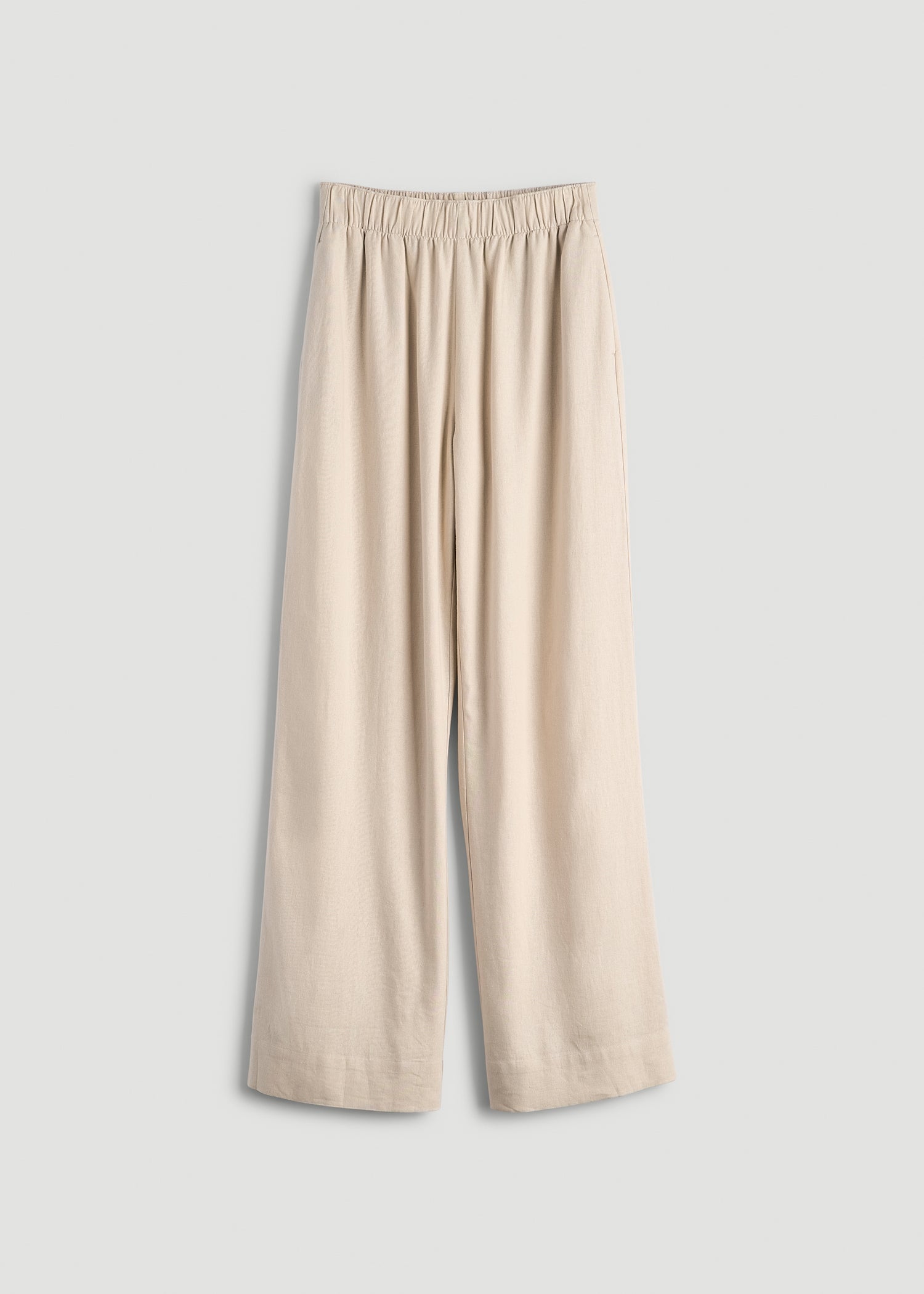American Tall Online | Pull On Wide Leg Linen Pants for Tall Women in Light Stone